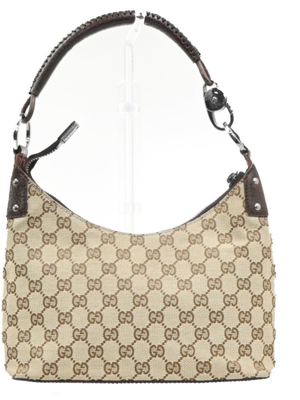 GUCCI Logo GG Pattern Shoulder Hand Bag Canvas Leather Beige Brown Italy 76MA490 - Picture 4 of 16